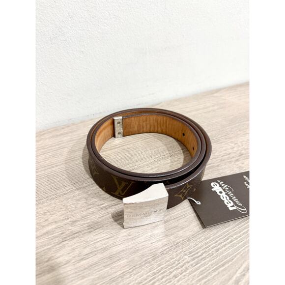 Louis Vuitton Monogram Ceinture Carré Waist Belt with Silver Buckle Brown 34 - Picture 2 of 5